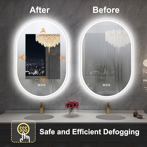 LED Oval Bathroom Mirror with Bluetooth Speaker