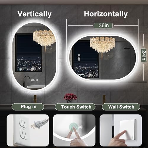 LED Oval Bathroom Mirror with Bluetooth Speaker