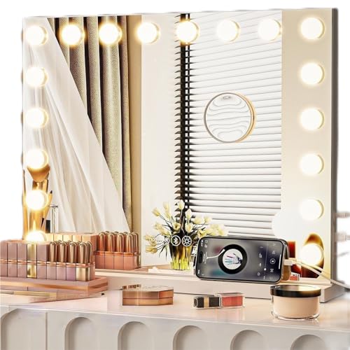 Hollywood Lighted Vanity Mirror with Bluetooth Speaker