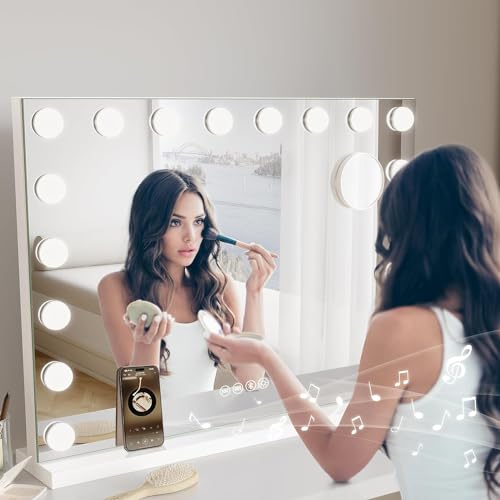 Hollywood Lighted Vanity Mirror with Bluetooth Speaker