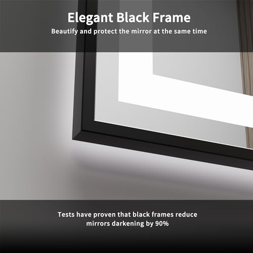 Black Framed Dimmable LED Bathroom Mirror 24x32