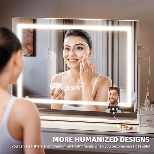 Lighted Makeup Mirror with Bluetooth and USB Ports