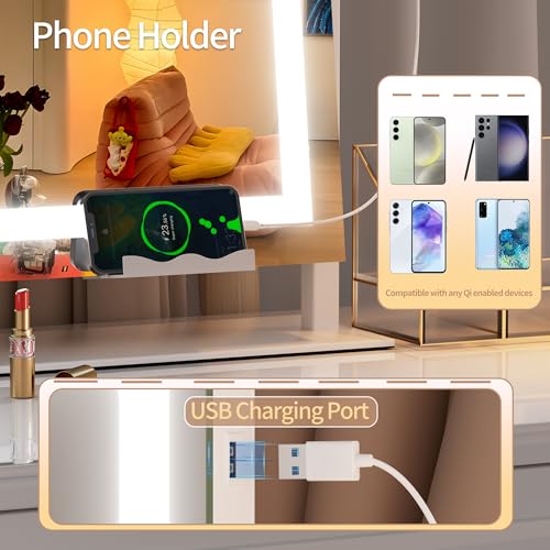 LED Vanity Mirror with Bluetooth Speaker and 10X Magnification