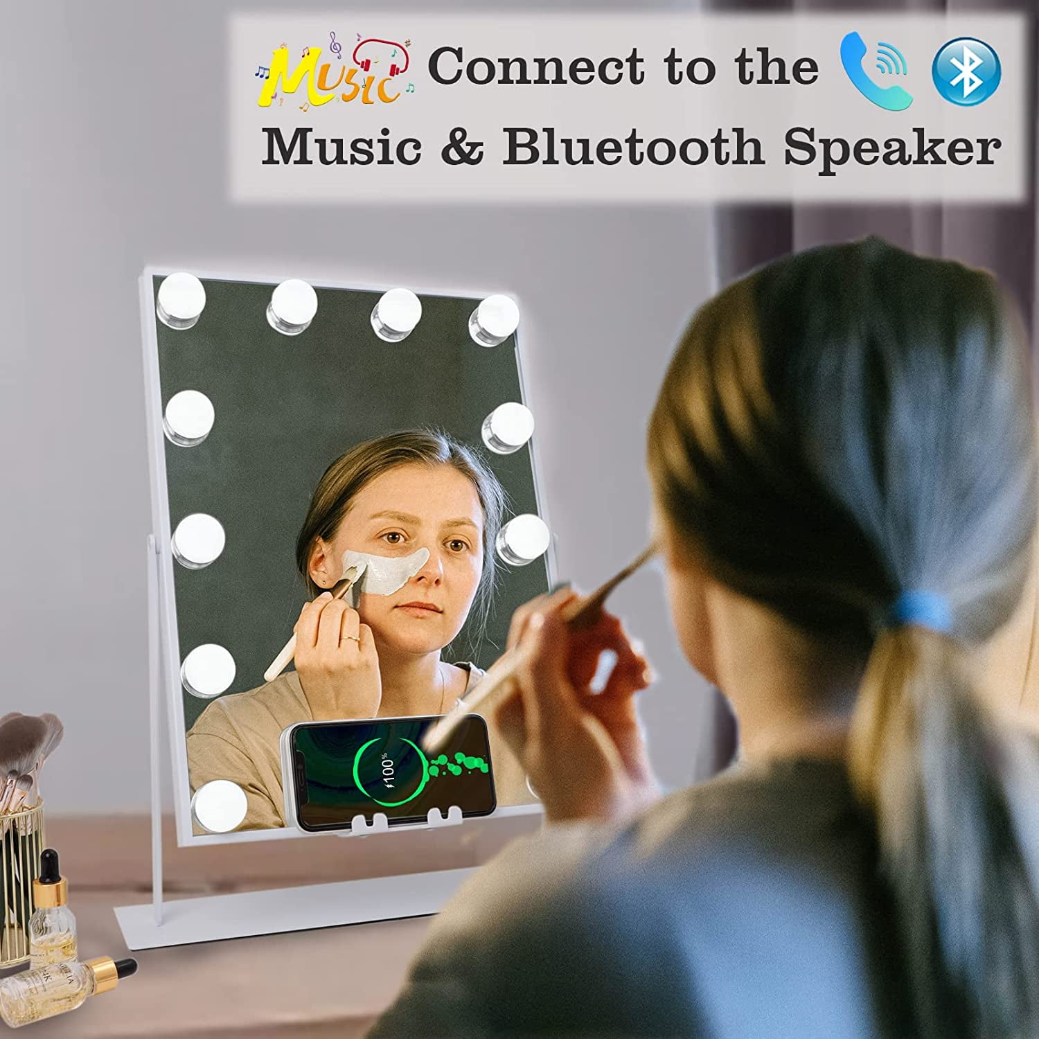 Bluetooth Hollywood Vanity Mirror with Lights & Charging