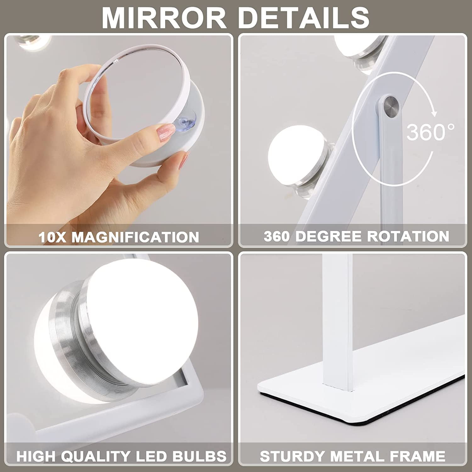 Bluetooth Hollywood Vanity Mirror with Lights & Charging