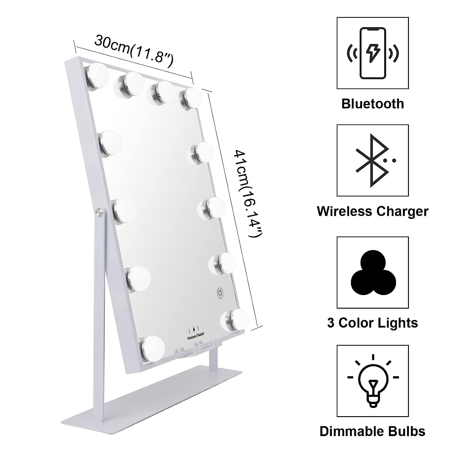 Bluetooth Hollywood Vanity Mirror with Lights & Charging