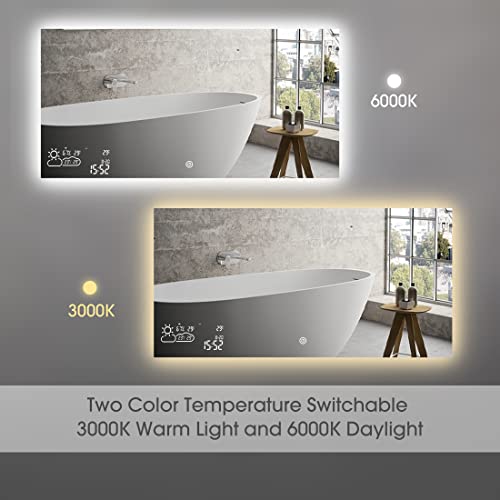 Smart 48"x24" LED Bathroom Mirror with Wi-Fi