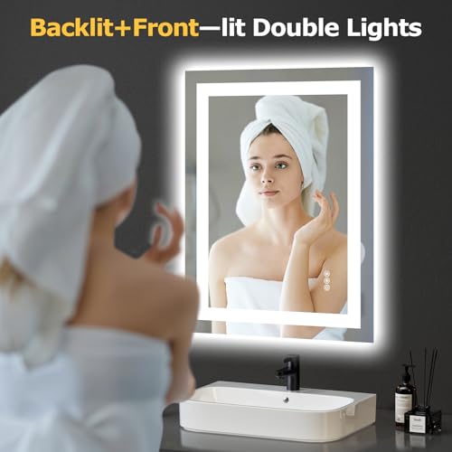 Hivone Dimmable LED Wall Bathroom Mirror 24"x32