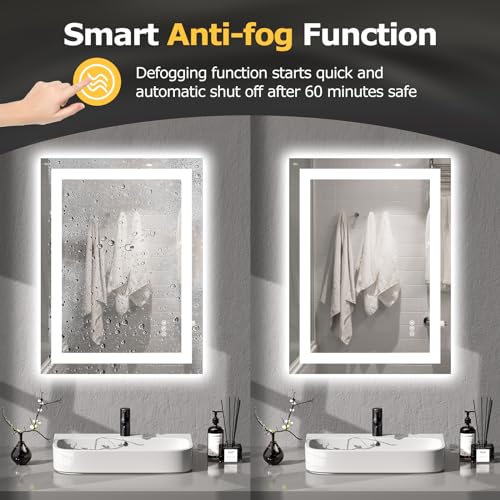 Hivone Dimmable LED Wall Bathroom Mirror 24"x32