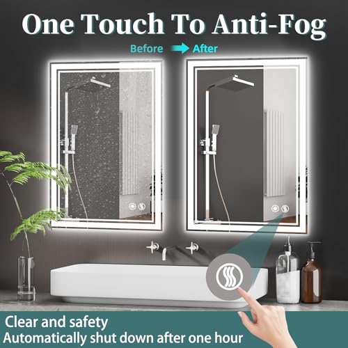 Dimmable LED Bathroom Mirror with Anti-Fog 20x28