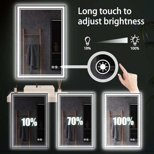 Dimmable LED Bathroom Mirror with Anti-Fog 20x28