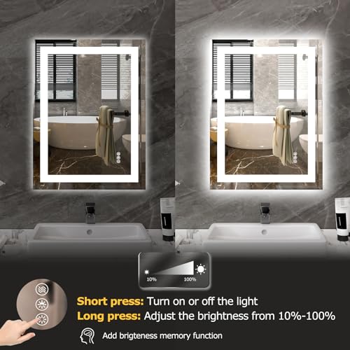 Hivone Dimmable LED Wall Bathroom Mirror 24"x32