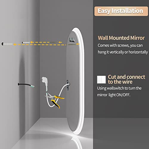 Dimmable 40" LED Backlit Vanity Bathroom Mirror