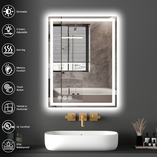 LED Anti-Fog Bathroom Mirror with Dimmable Lighting