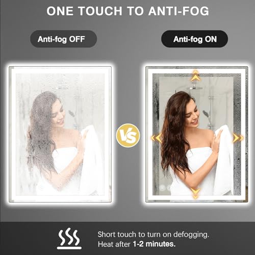 LED Anti-Fog Bathroom Mirror with Dimmable Lighting