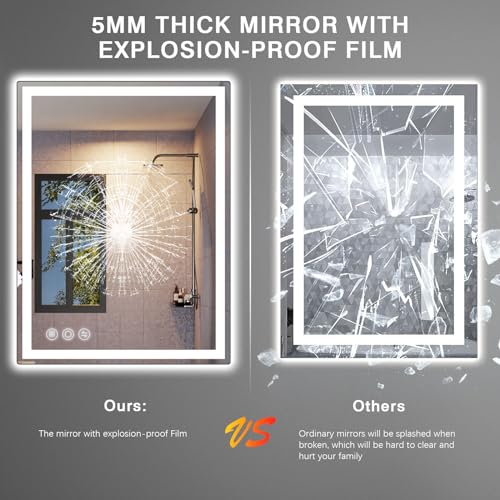 LED Anti-Fog Bathroom Mirror with Dimmable Lighting