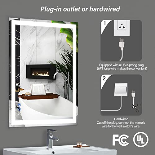 32x24 inch LED Bathroom Mirror with Dimmable Light