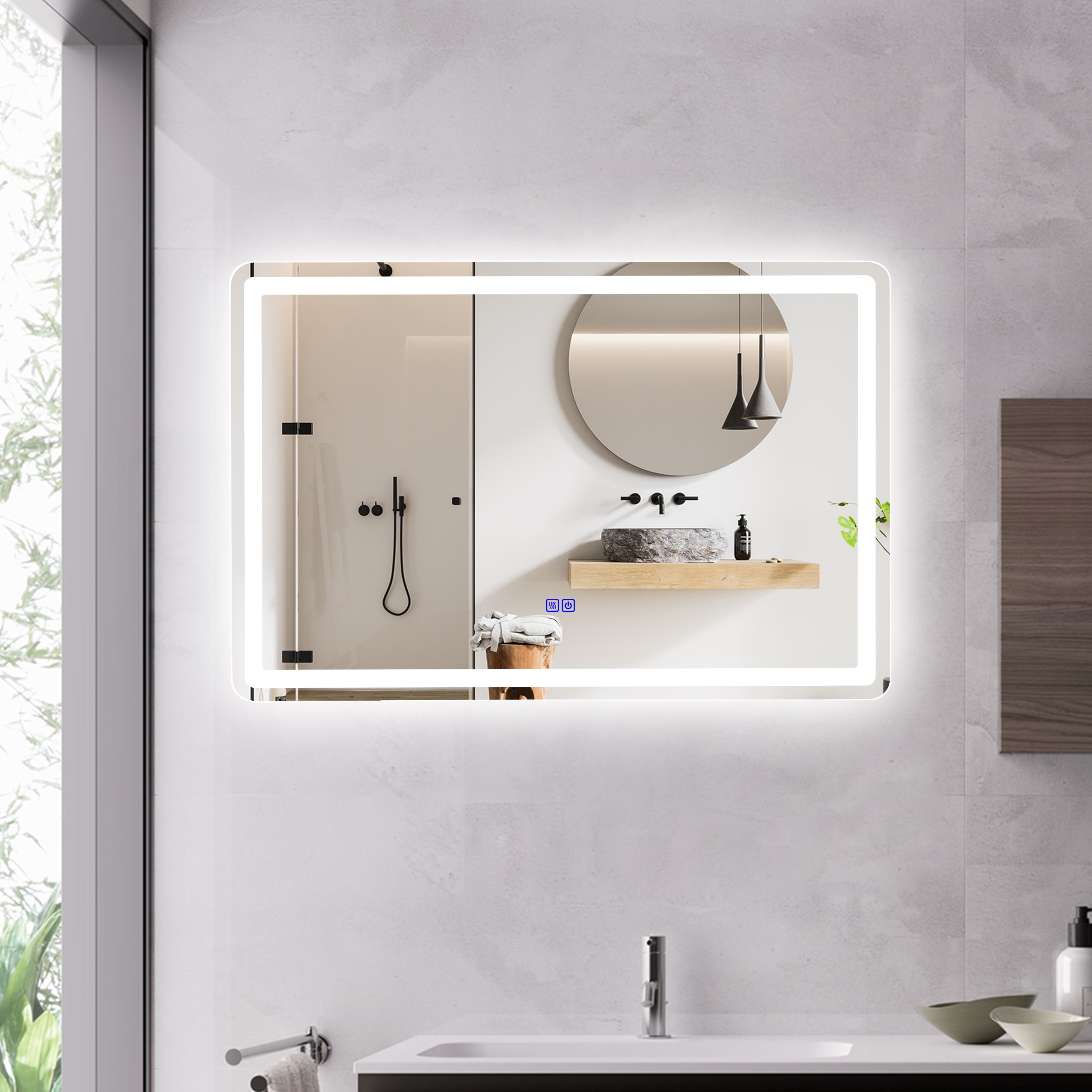 Backlit LED Touchscreen Mirror with 3 Color Temperatures