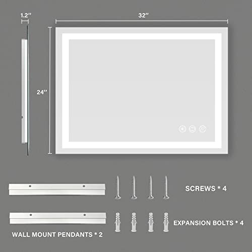 32x24 inch LED Bathroom Mirror with Dimmable Light