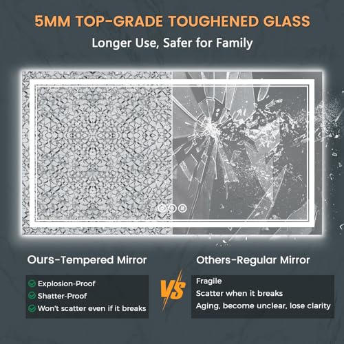 SOGOLINE 55x30 Inch Smart Lighted Bathroom Mirror