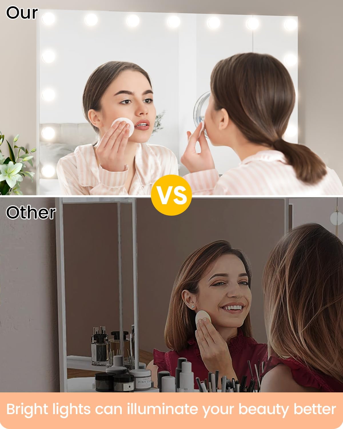 19" LED Vanity Makeup Mirror with 360° Rotation