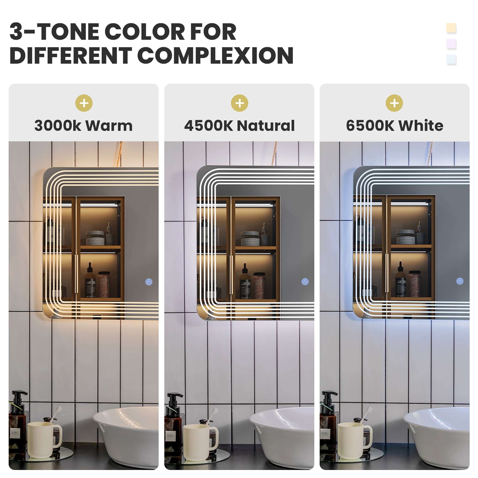 Dimmable Touch LED Mirror with 3 Colors