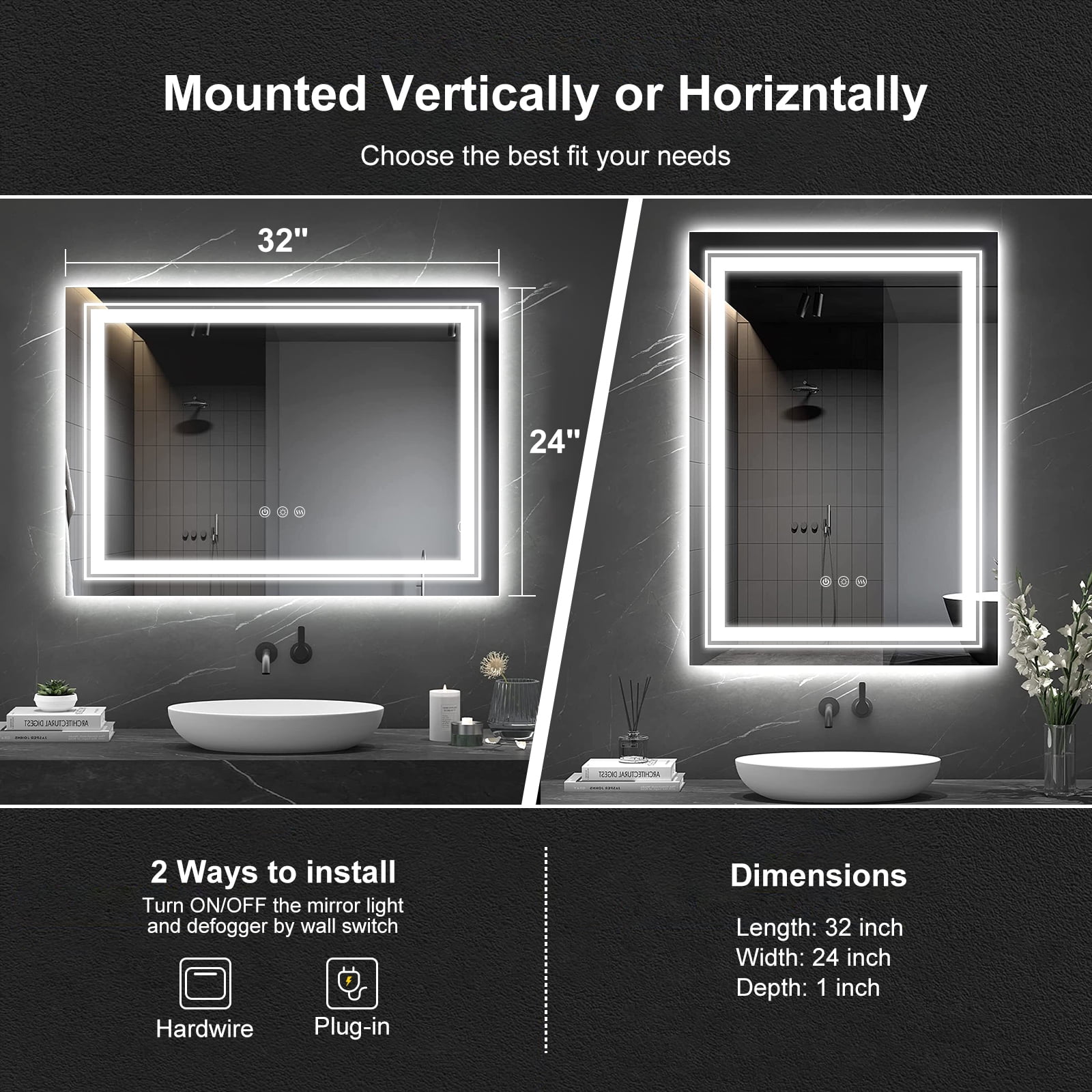 LED Bathroom Vanity Mirror with Backlit Lights