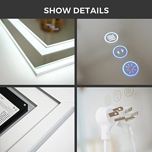 AWANDEE 30x36 Dimmable LED Bathroom Mirror