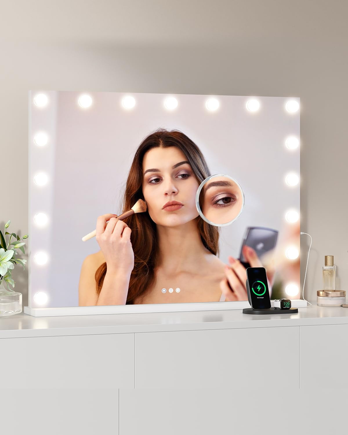 19" LED Vanity Makeup Mirror with 360° Rotation