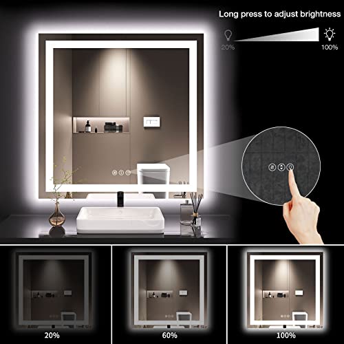 Dimmable LED Bathroom Mirror with Anti-Fog Feature