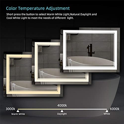 Dimmable LED Anti-Fog Bathroom Vanity Mirror 32x24