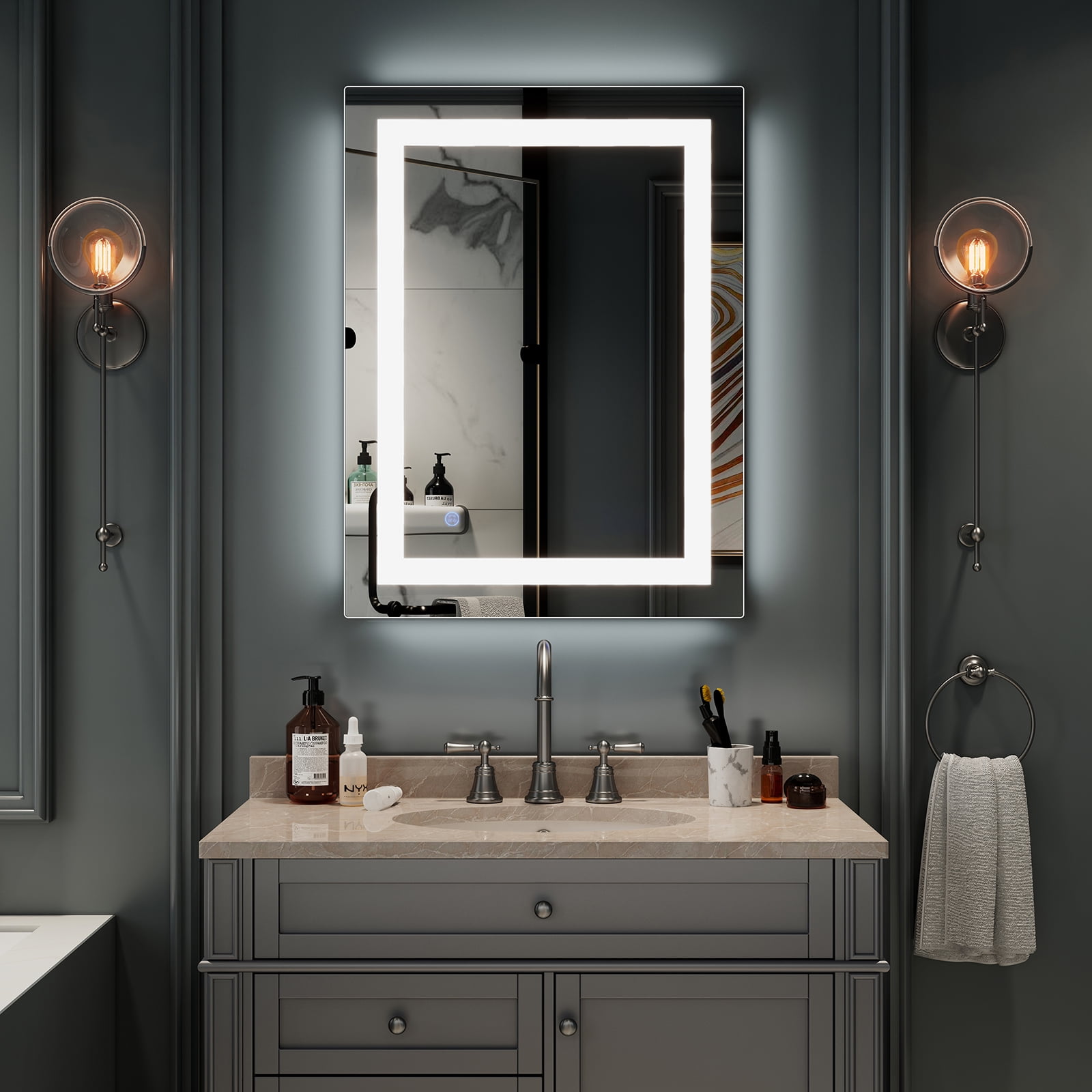 36x28 Dimmable LED Lighted Wall Mirror
