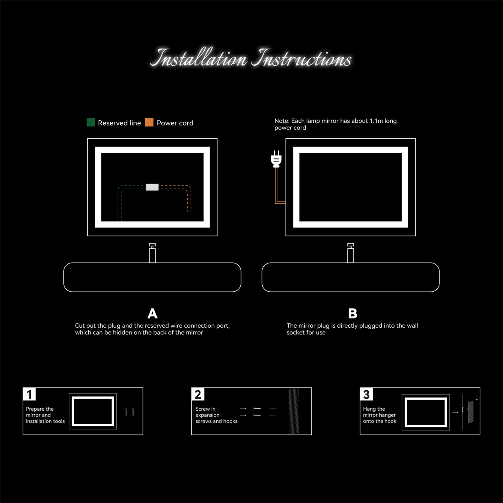 36x28 Dimmable LED Lighted Wall Mirror