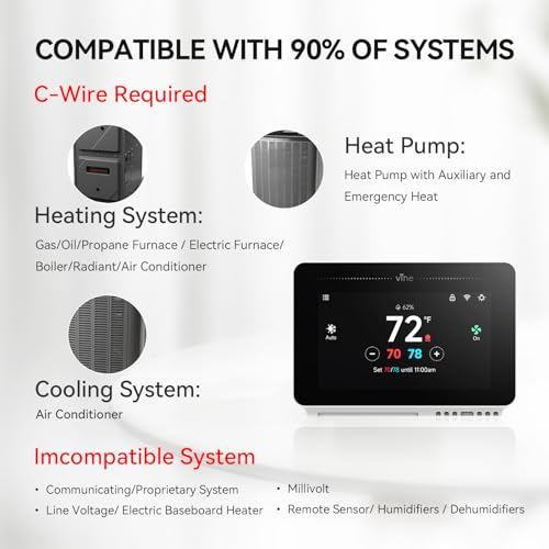 Vine WiFi Smart Thermostat with 4.3" Touchscreen