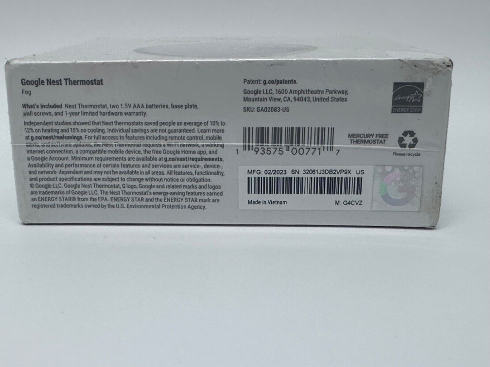 Google Nest Fog Mint Green Smart Thermostat