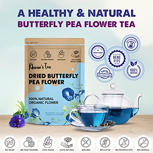 KHWAN'S Organic Butterfly Pea Flowers Herbal Tea