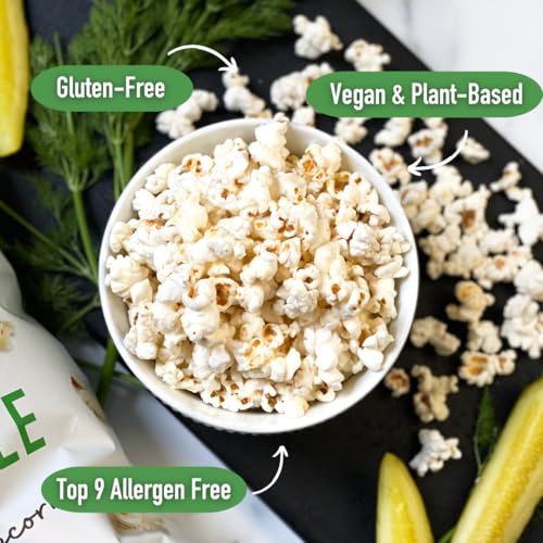 Gourmet Dill Pickle Seasoned Vegan Popcorn Snacks