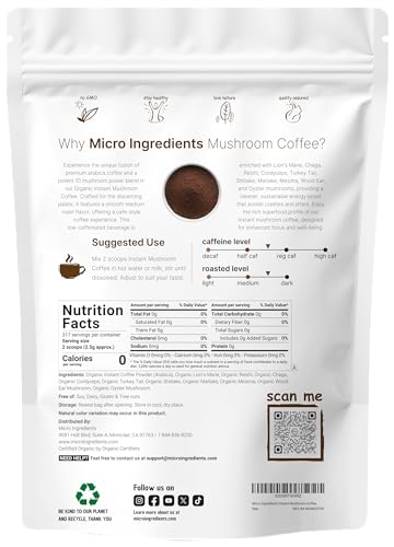 Organic 10-in-1 Mushroom Coffee Powder, 28 oz