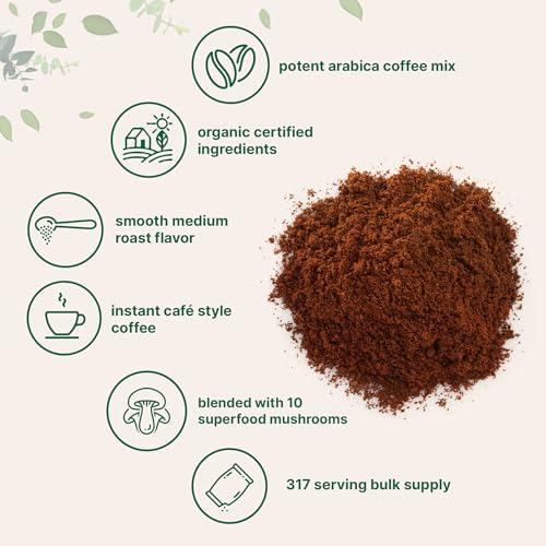 Organic 10-in-1 Mushroom Coffee Powder, 28 oz