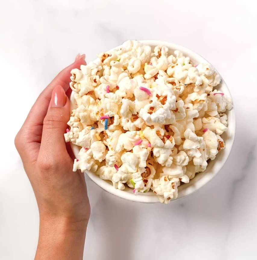 Birthday Cake Drizzled Popcorn by Safe + Fair