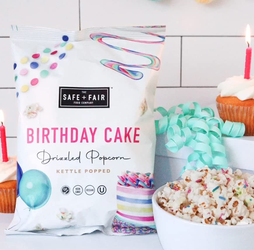 Birthday Cake Drizzled Popcorn by Safe + Fair