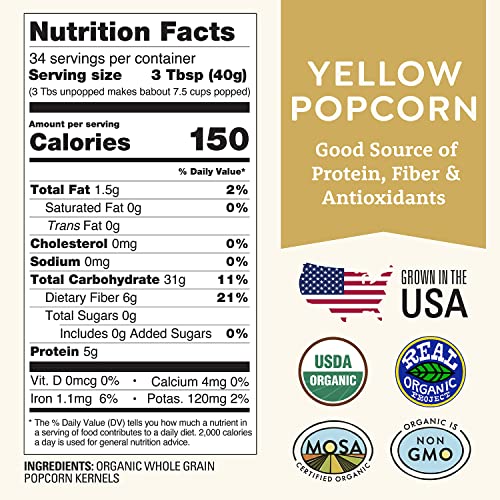 Organic Yellow Popcorn Kernels - 3lb Bulk Pack