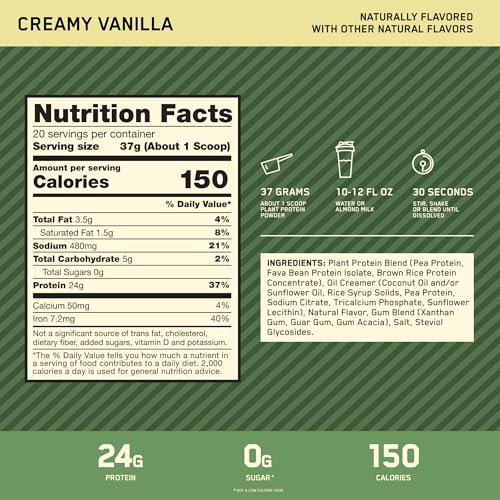 Plant-Based Protein Powder - Creamy Vanilla, 20 Servings