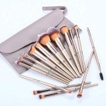 15PCS Champagne Gold Makeup Brush Set with Bag