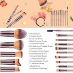 15PCS Champagne Gold Makeup Brush Set with Bag