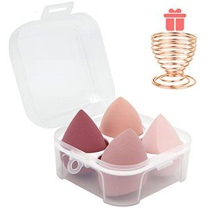 5 Piece Makeup Sponge Set with Holder (Pink)
