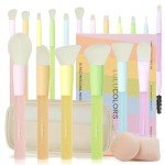 LULUCOLORS 18-Piece Colorful Makeup Brush Set