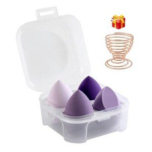 4-Pack Makeup Sponges with Holder & Case