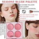4 Colors Blush Palette for Cheeks,Face Matte Contour Blush Makeup Palette,Buildable Shimmer Facial Cheek Blusher Shades,Blendable Cosmetic Makeup Blush with Blush Brush 01