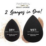 Aesthetica Cosmetics Beauty Sponge Blender - Latex Free and Vegan Makeup Sponge Blender - For Powder, Cream or Liquid Application (2 PACK)